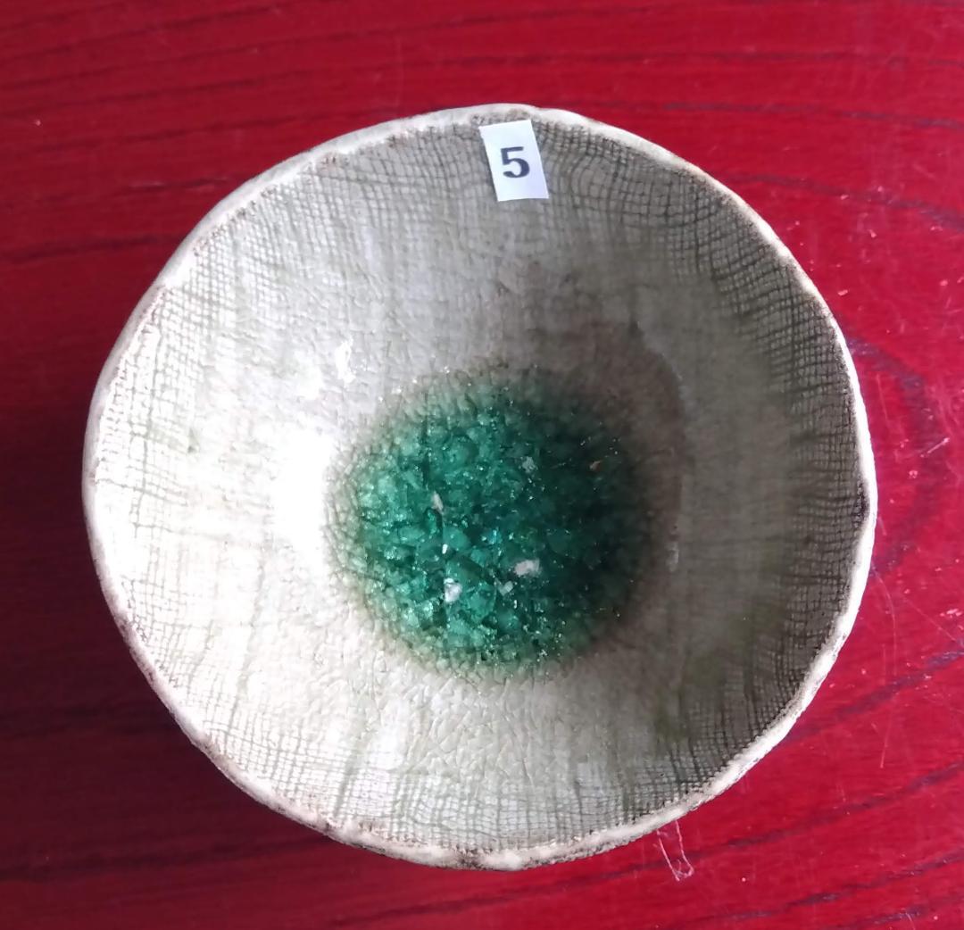 越前焼名工　桝田屋光生　自然灰釉窯変ビードロ模様ぐいのみ【小さめ】豆茶碗 セット