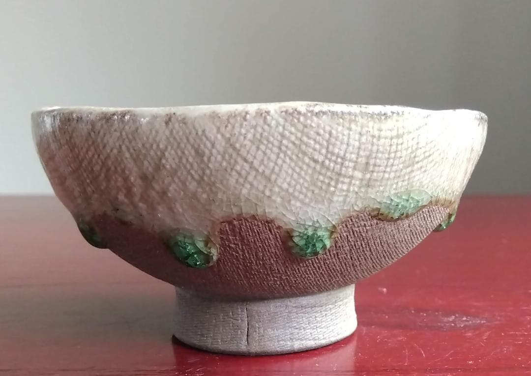 越前焼名工　桝田屋光生　自然灰釉窯変ビードロ模様ぐいのみ【小さめ】豆茶碗 セット