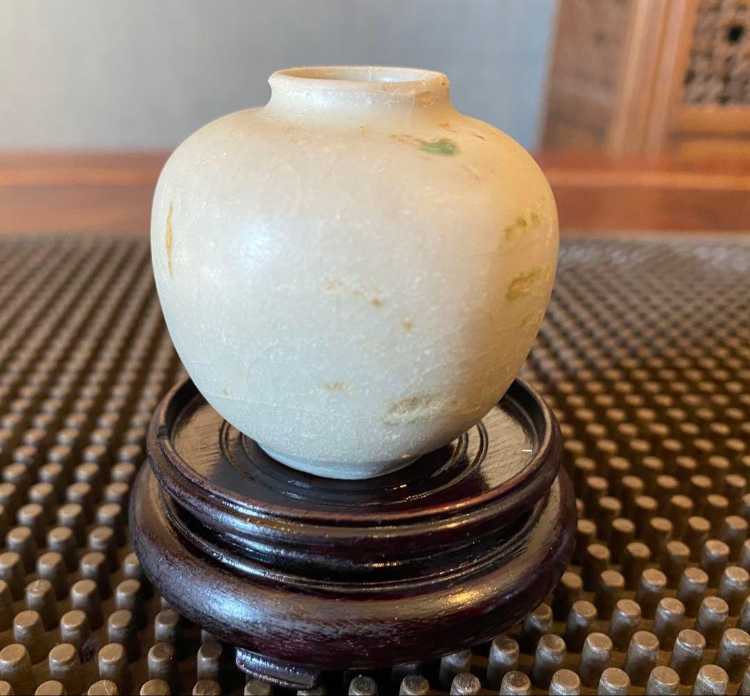 安南焼・アナミス　ミニ染付花器　　　鑑賞台付 一輪挿し　ヴィンテージ　レア