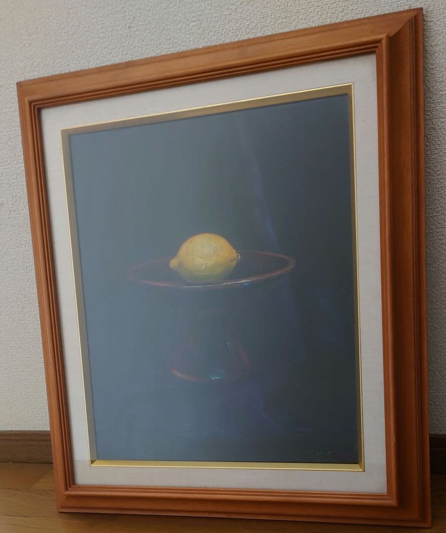 レモンの静物画 木製フレーム付き
