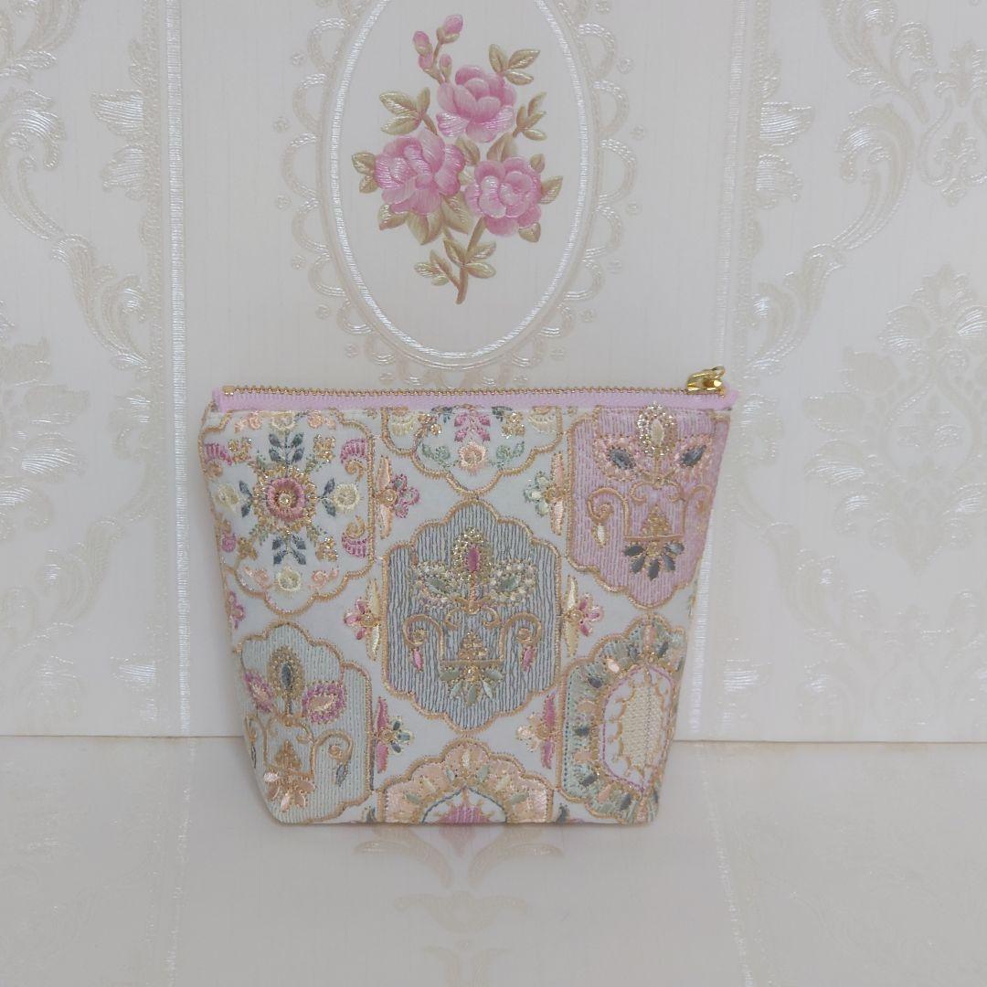萩原様 インド刺繍生地 ポーチ ハンドメイド