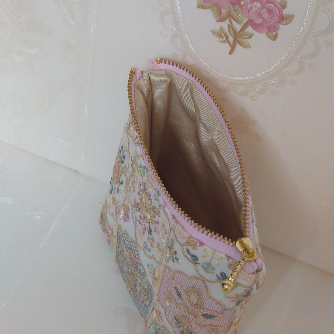 萩原様 インド刺繍生地 ポーチ ハンドメイド