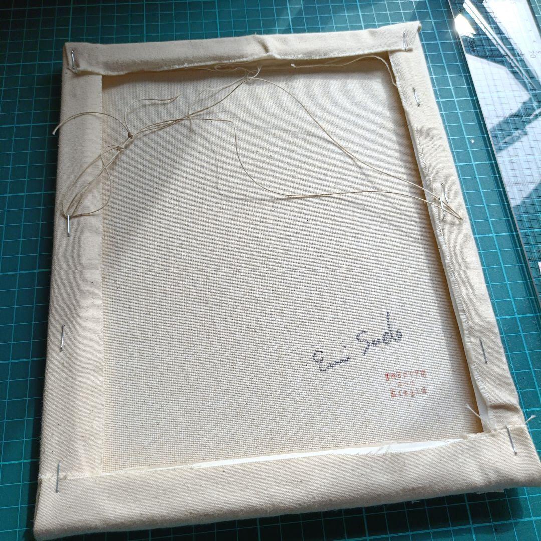 歌舞伎 浮世絵　刺繍アート作品　布コラージュ　ミシンフリモ技法　約23ｘ28cm