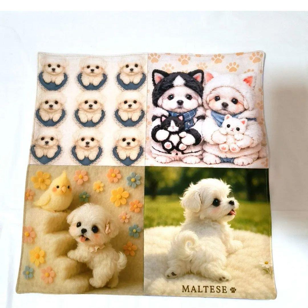 パニャ様】ハンドメイドオーダー★犬★ガーゼハンカチ&ふわふわストラップ　5点