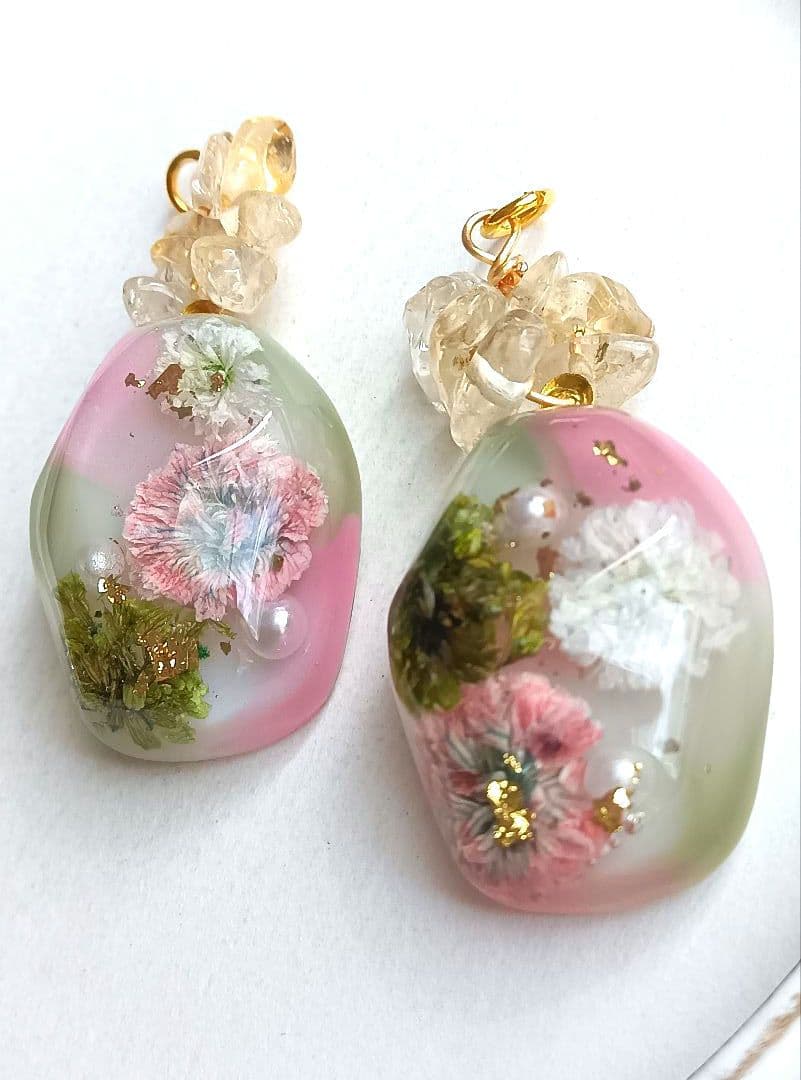 9351 フラワーレジン シトリン ハンドメイド パーツ