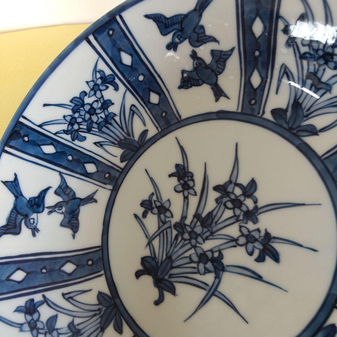 ちーなー⭐️染付花鳥割(芙蓉手)皿