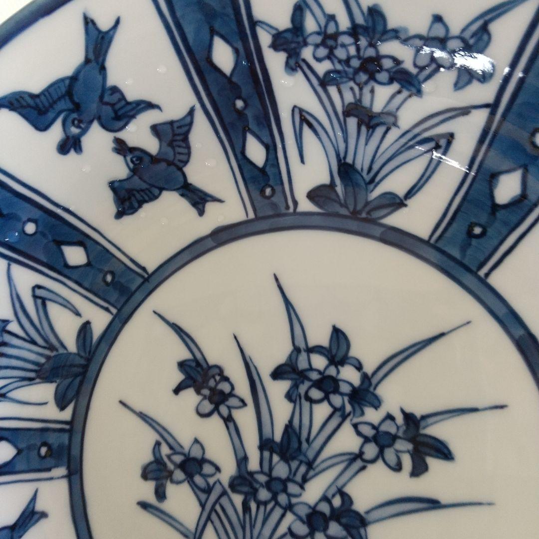 ちーなー⭐️染付花鳥割(芙蓉手)皿