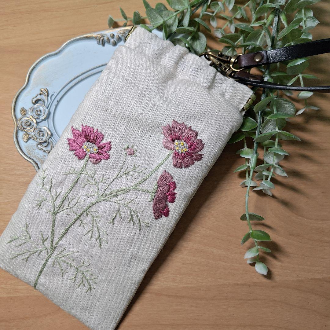 チーキー様リクエスト品2点　メガネポーチ＆まぁるい巾着ポーチボタニカル柄