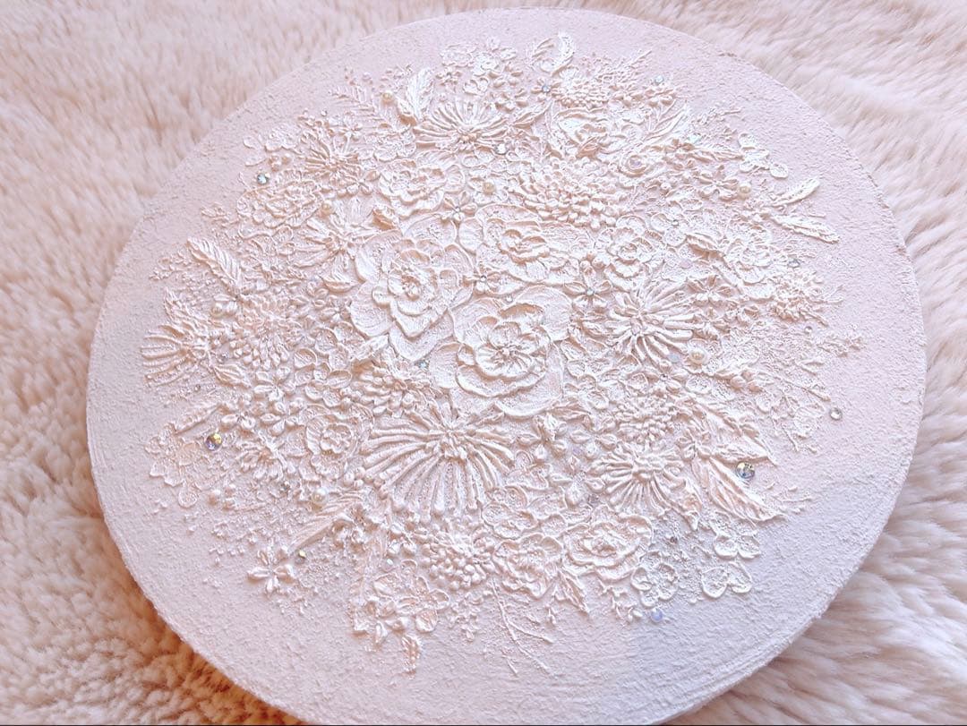 【No.109】 テクスチャーアート　アート　絵画　絵　花　ブーケ　冬　雪
