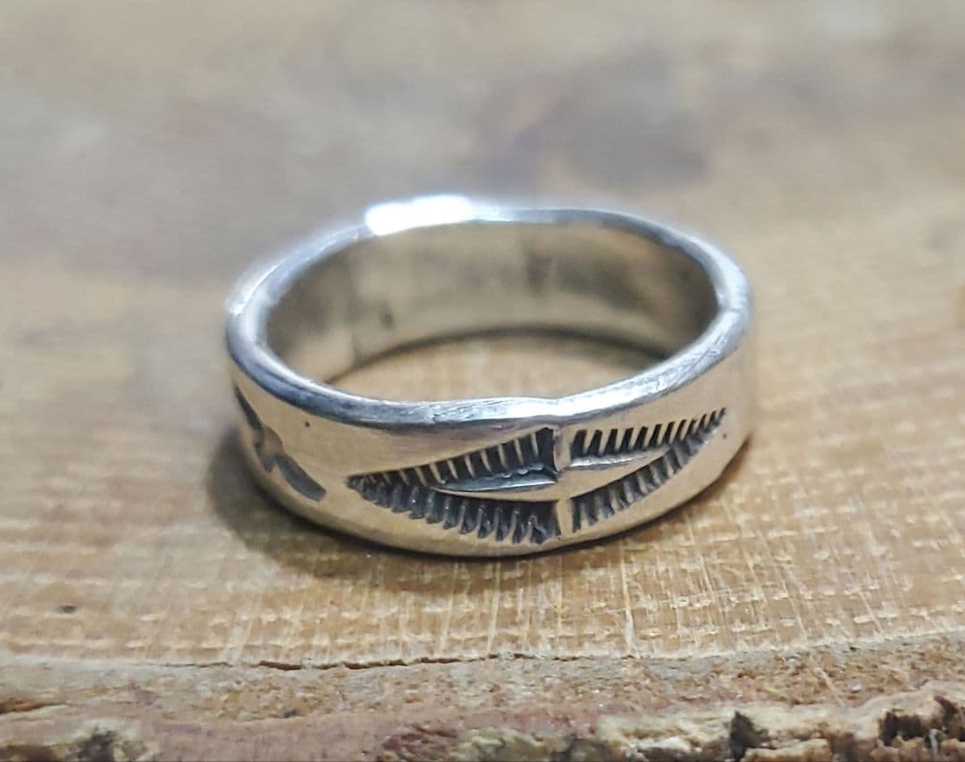 MS-60平打スタンプワークリング！夫婦イーグルスタンプ！シルバー925