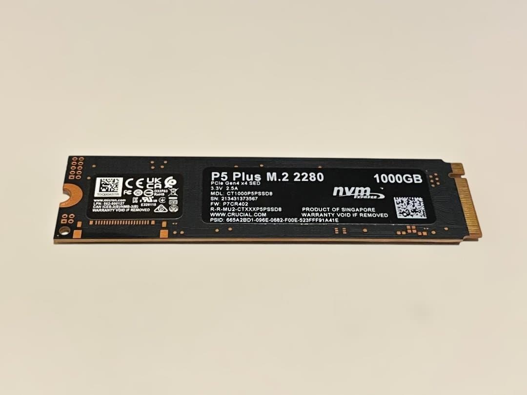 Crucial P5 Plus 1TB◆使用5308時間◆健康状態95%