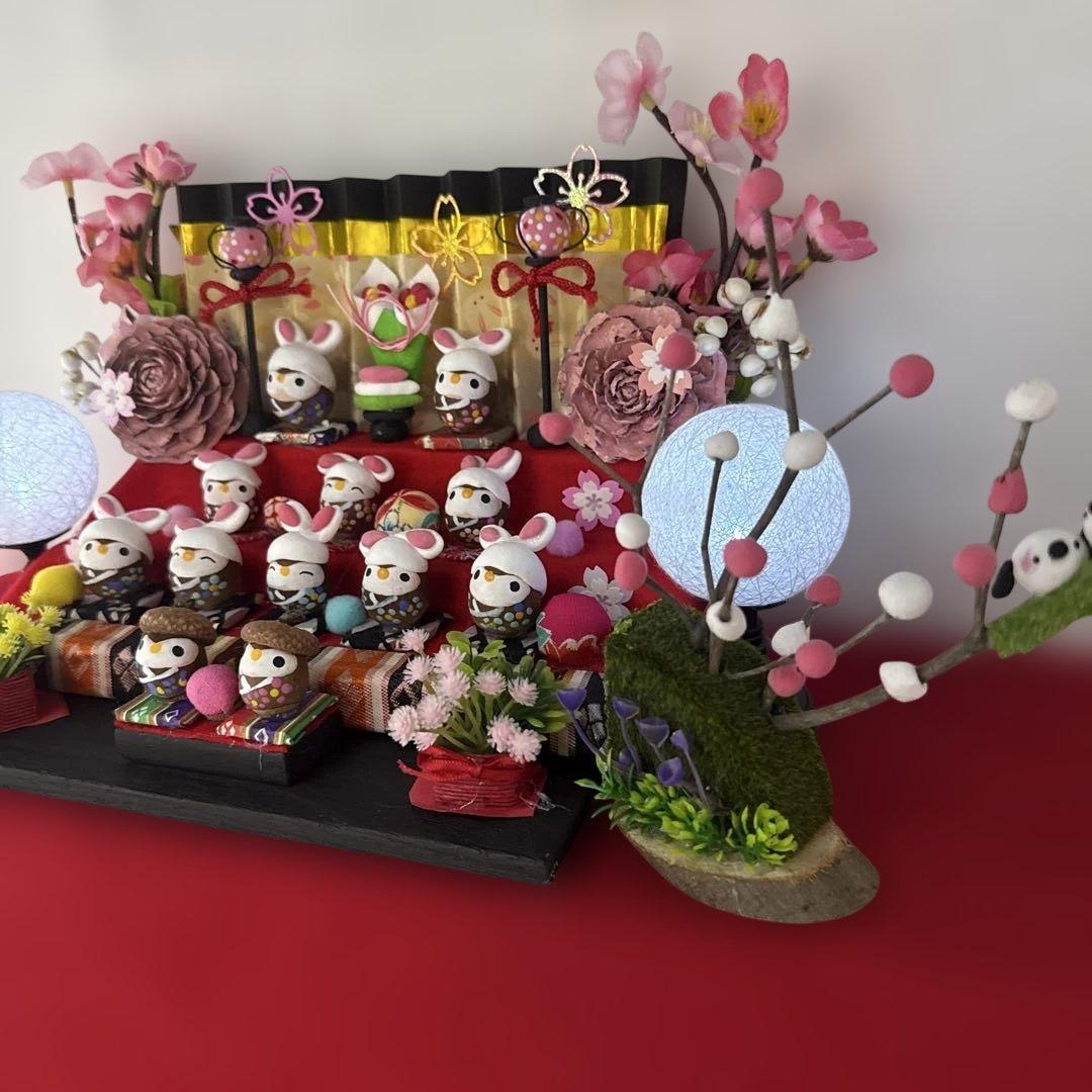 どんぐりアート♡三段飾りお雛様オブジェ♡