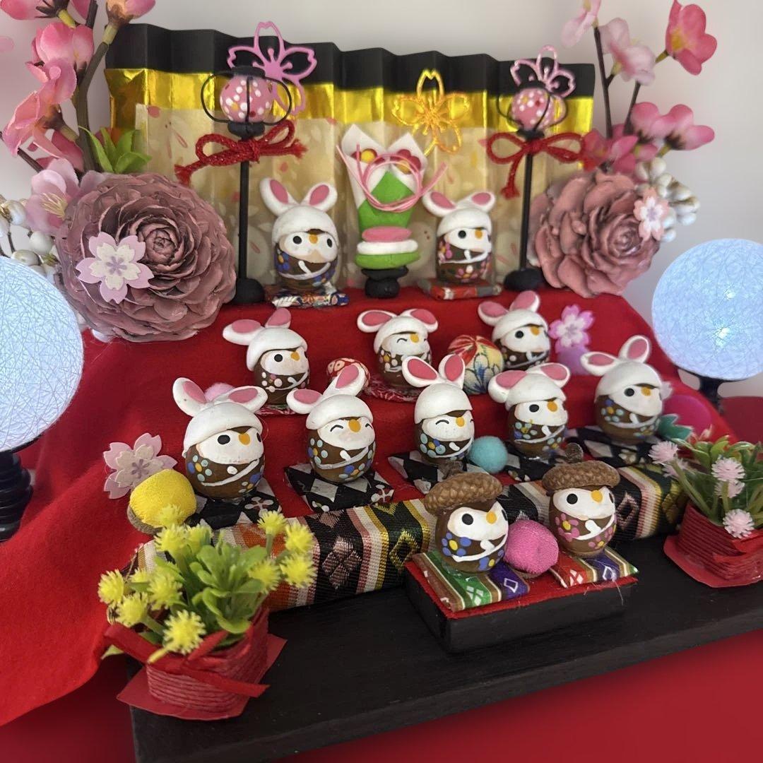 どんぐりアート♡三段飾りお雛様オブジェ♡