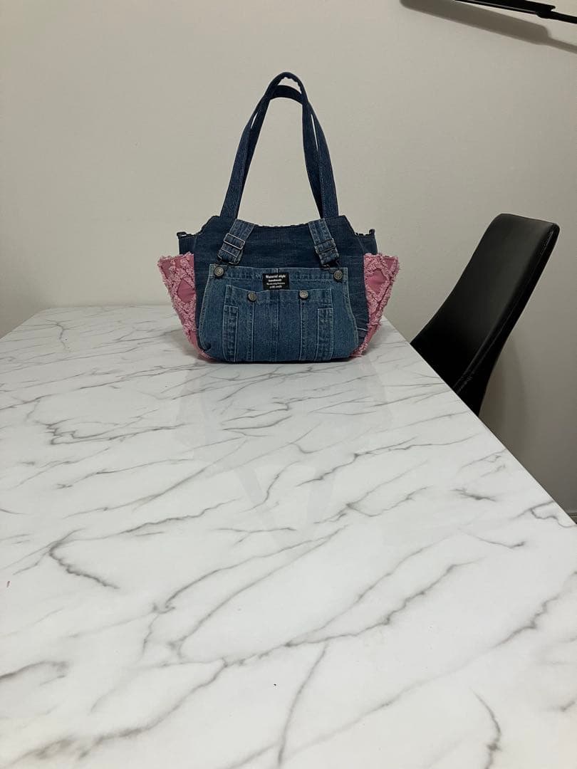 1044 たか　大きめデニムリメイクバック　ハンドメイド