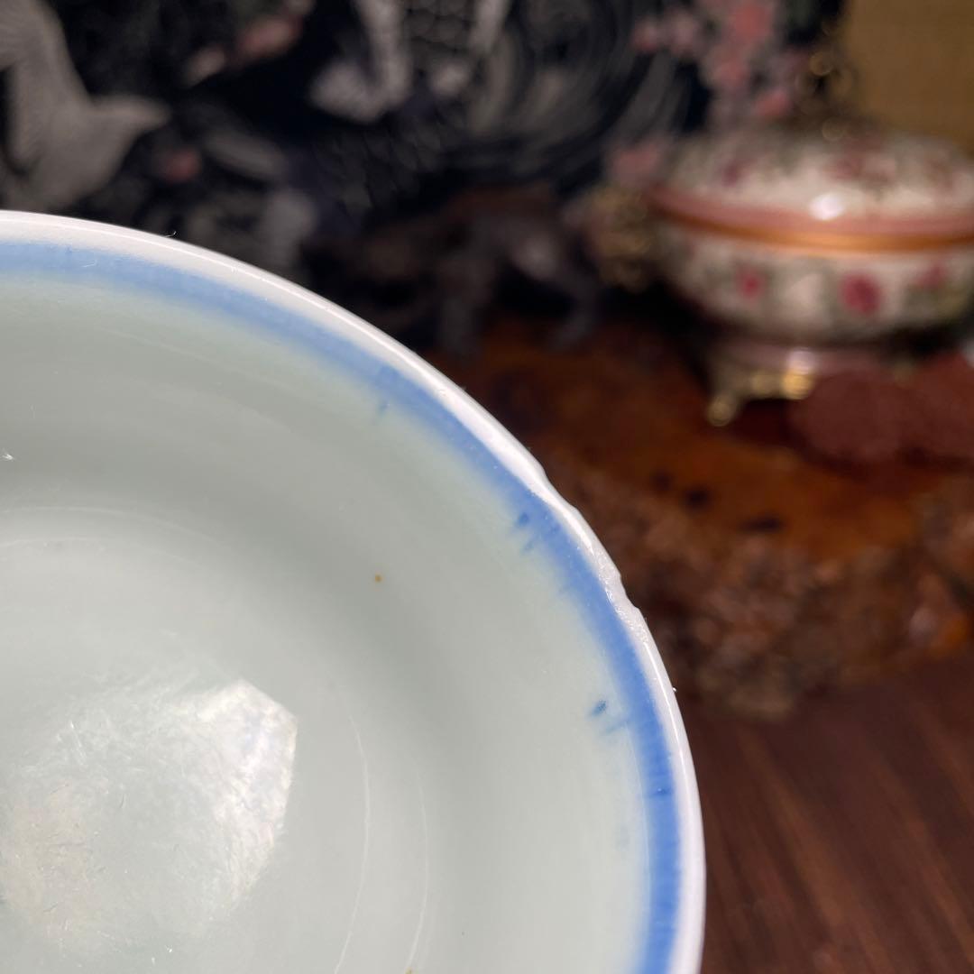 明治～大正時代　竹林七賢図茶碗２客　煎茶道具 青絵陶器茶碗2個セット