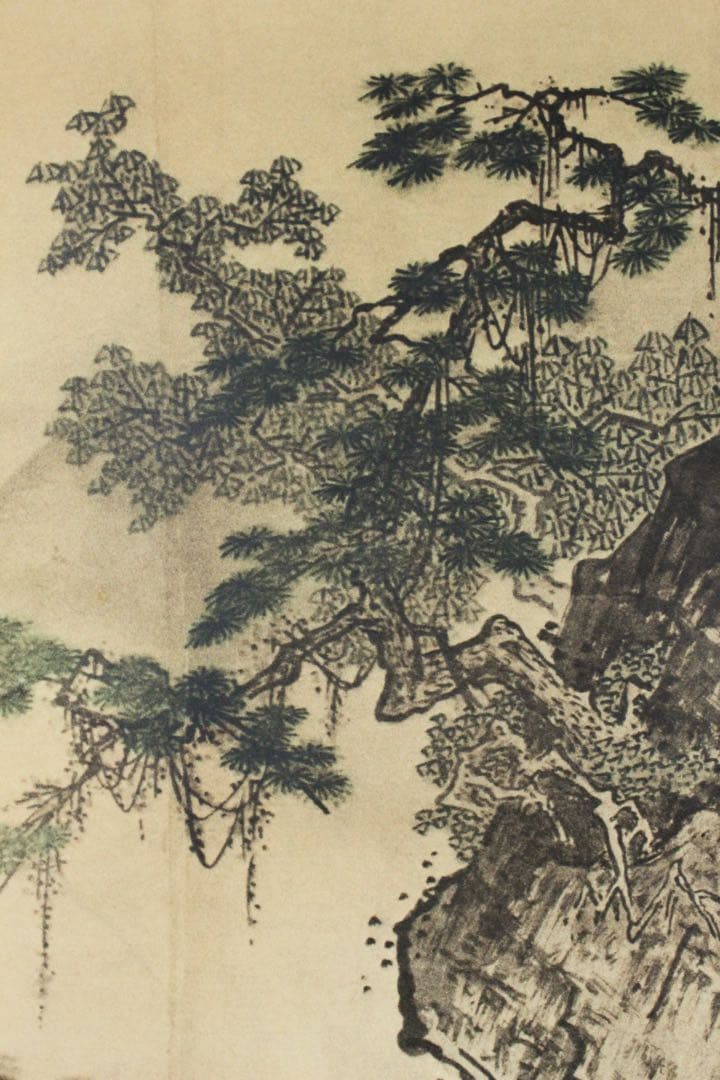 No5828 掛軸　印刷工芸　「国宝　雪舟筆　四季山水図」　紙本 箱　送料無料