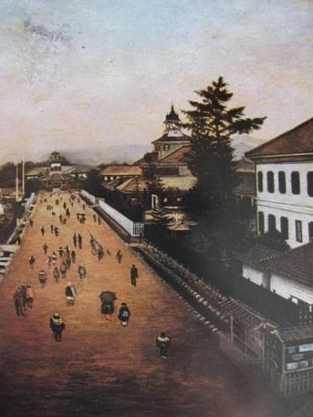 高橋由一、山形市街図、希少な額装用画集画、状態良好