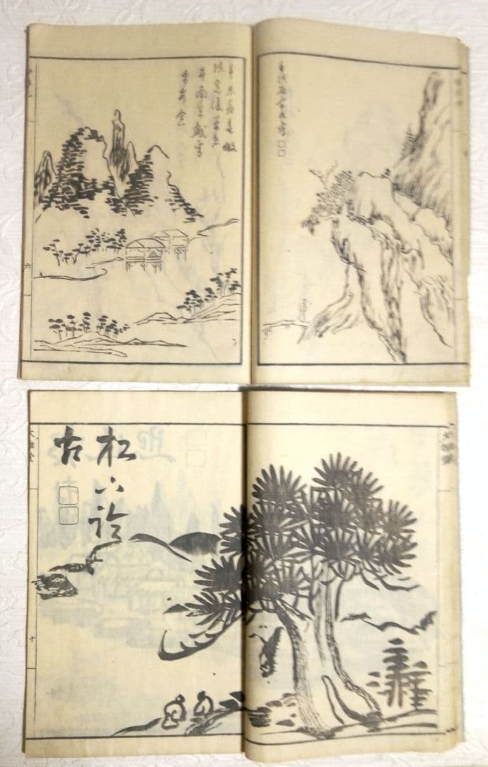 池大雅伊孚九山水畫譜享和3年二冊と再版昭和18年池大雅伊孚九山水畫譜二冊4冊売り