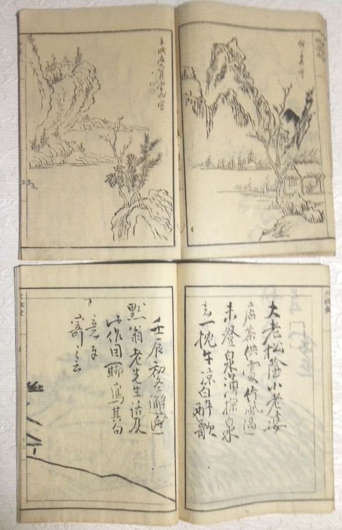 池大雅伊孚九山水畫譜享和3年二冊と再版昭和18年池大雅伊孚九山水畫譜二冊4冊売り