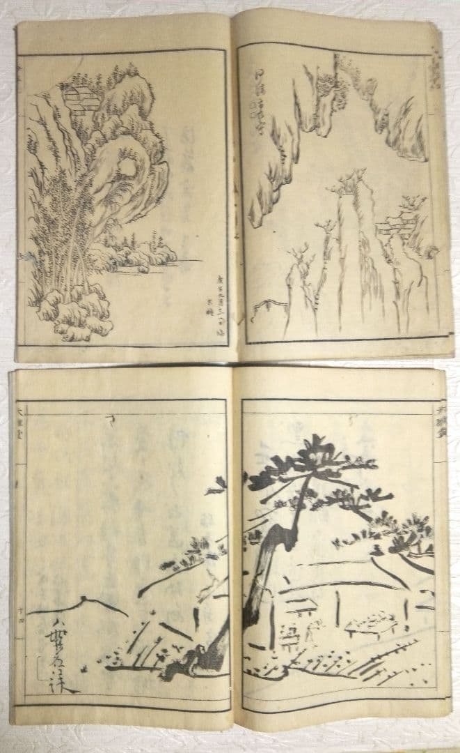 池大雅伊孚九山水畫譜享和3年二冊と再版昭和18年池大雅伊孚九山水畫譜二冊4冊売り