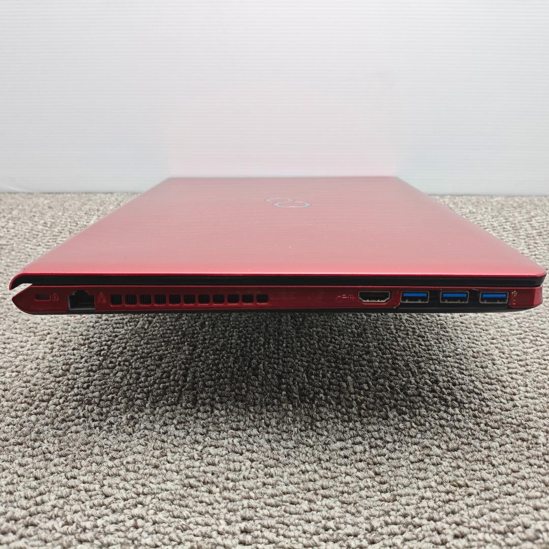 処分 鮮やかレッドWindows11✨i7&SSDリカバリ 富士通ノートパソコン