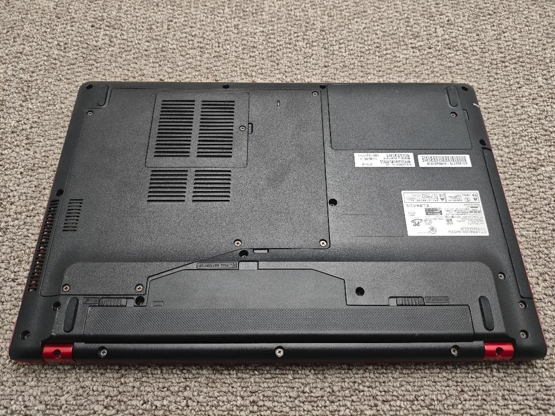 処分 鮮やかレッドWindows11✨i7&SSDリカバリ 富士通ノートパソコン