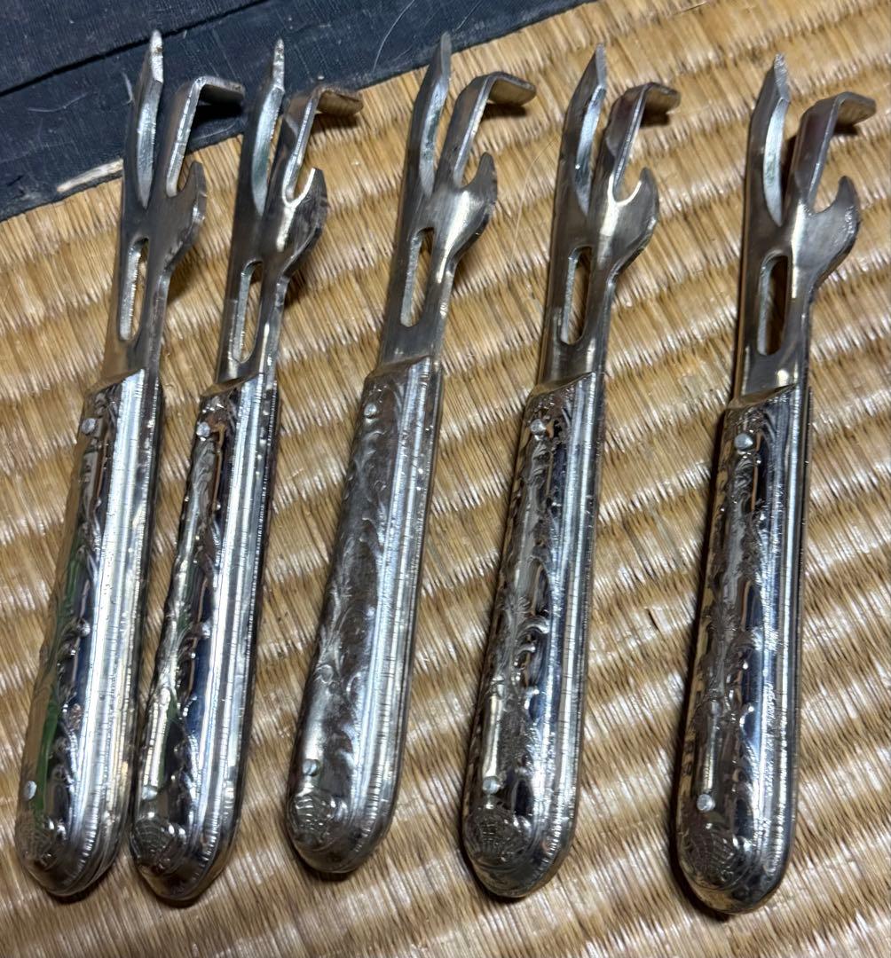 昭和レトロ洋風缶切り、栓抜き5セット　姫フォーク12本セット