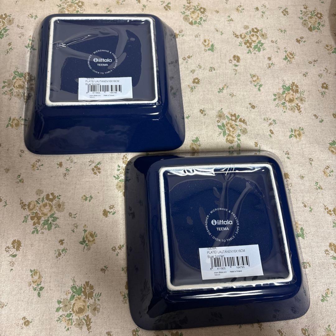 専用　訳あり 新品 イッタラ ティーマ ブルー スクエアプレートフィンランド製