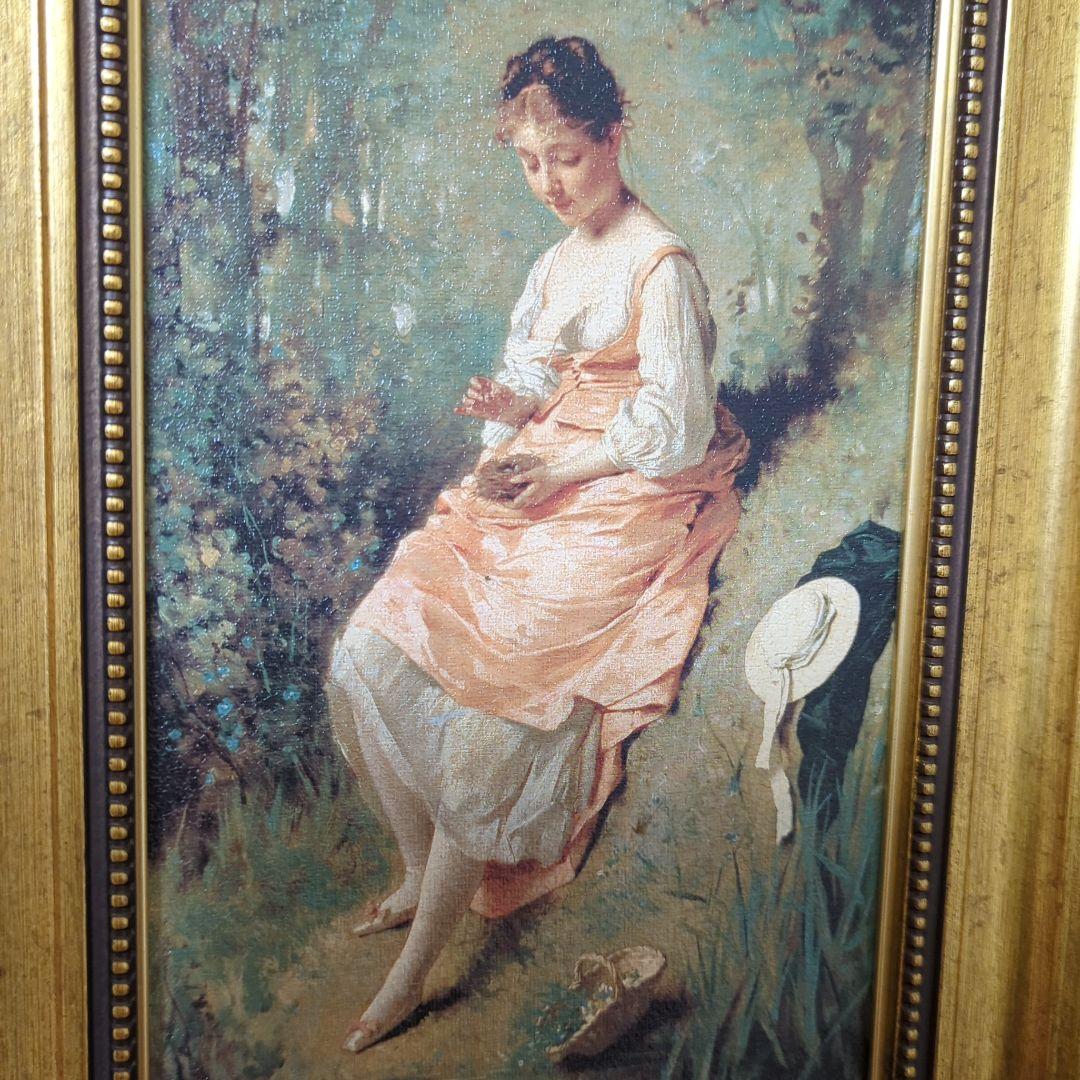 シャルル・ シャプラン 鳥の巣を持つ女 油彩 複製絵