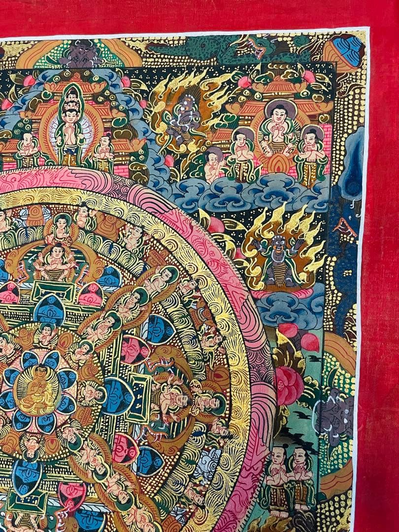 SALE【手描き肉筆画 チベット密教 一点物 新品 】タンカ 曼荼羅 a4