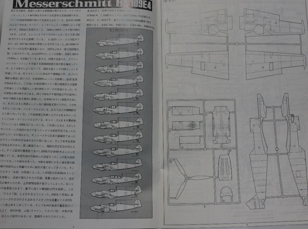 ビックスケール　バンダイ製1／２４　メッサーシュミットＢｆ１０９E４　プラモデル