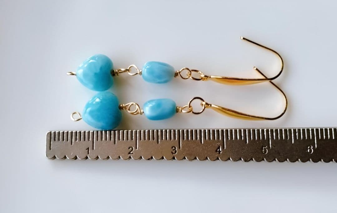 Kgf14 5A 宝石質 天然石 ドミニカ共和国産 ラリマー ピアス