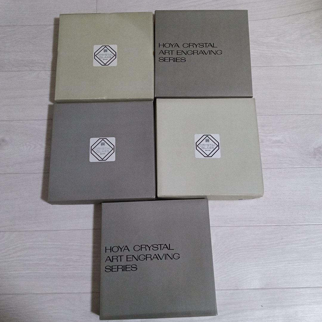 HOYA CRYSTAL / ホヤクリスタル アート彫刻シリーズ プレート 5枚
