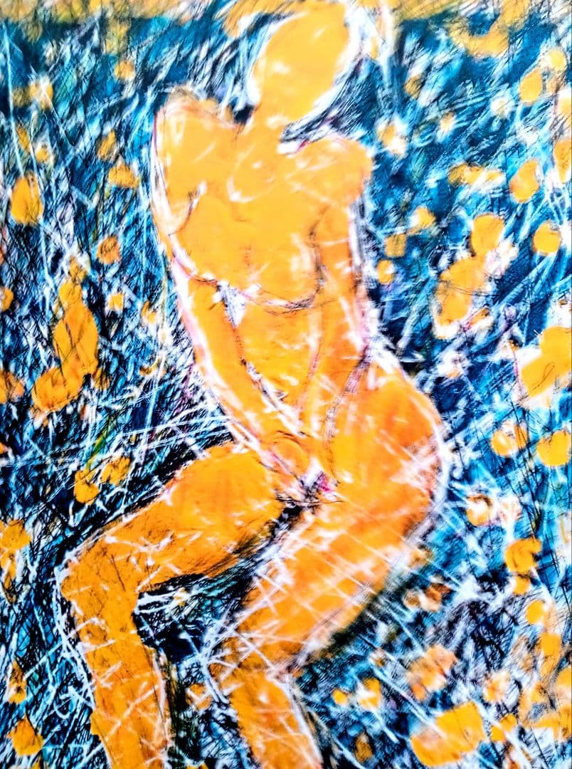 ＃抽象的なヌード画 青とオレンジ