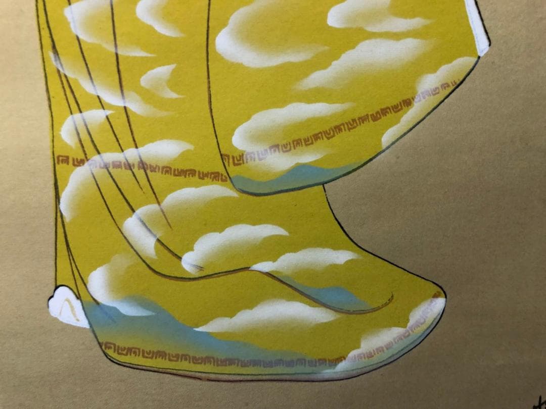 掛軸 山口芳月『序の舞 美人図』日本画 絹本 肉筆 合箱付 掛け軸 k07214