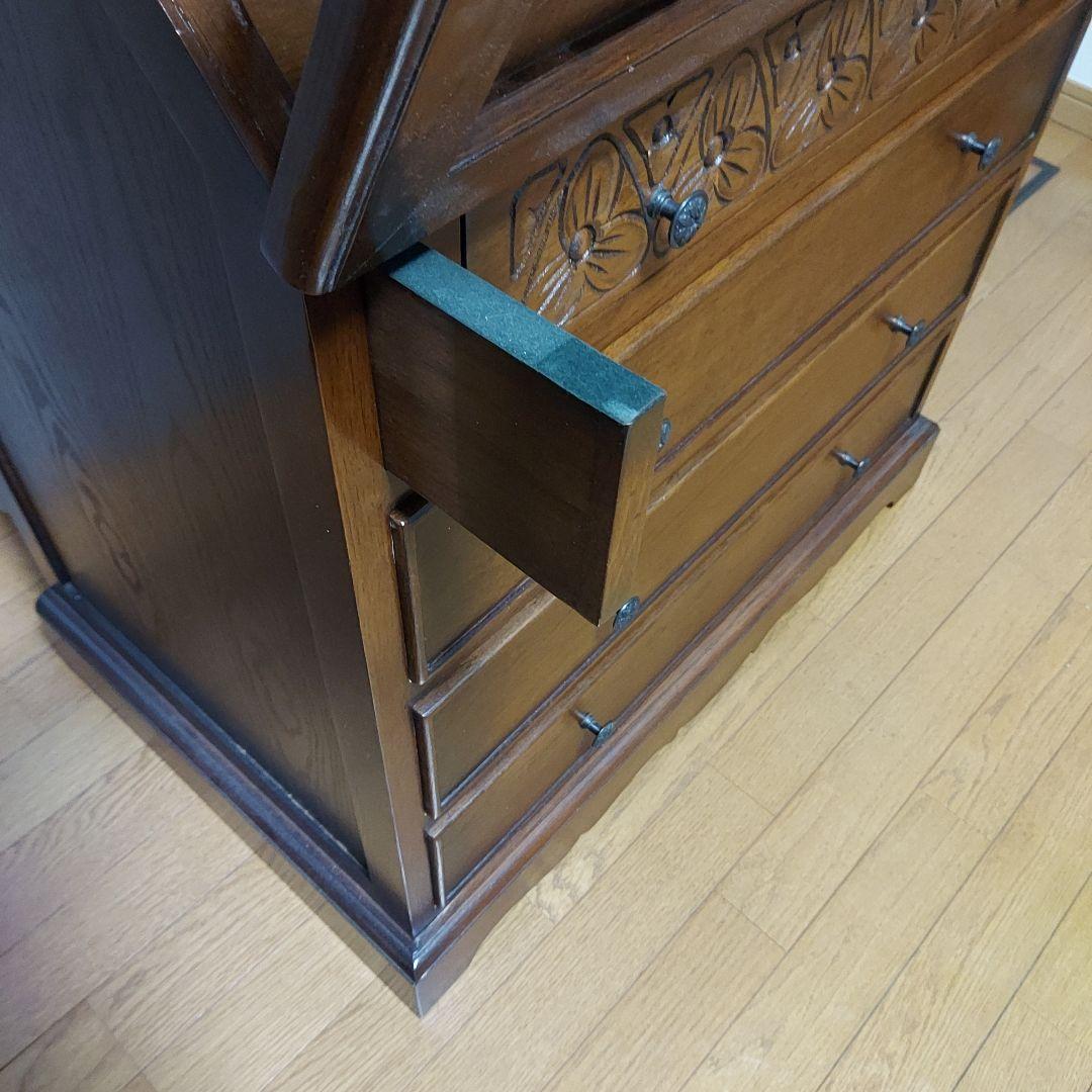 美品　ライティングビューロー　チェスト　折り畳み机　収納デスク