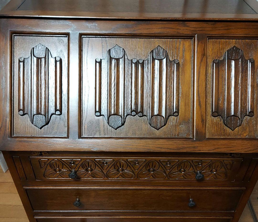 美品　ライティングビューロー　チェスト　折り畳み机　収納デスク