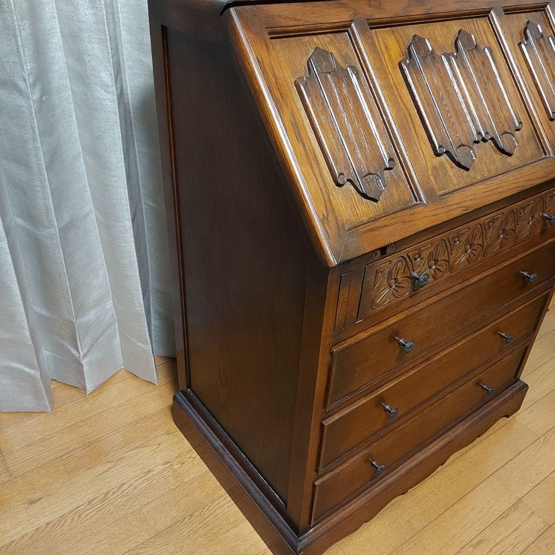 美品　ライティングビューロー　チェスト　折り畳み机　収納デスク