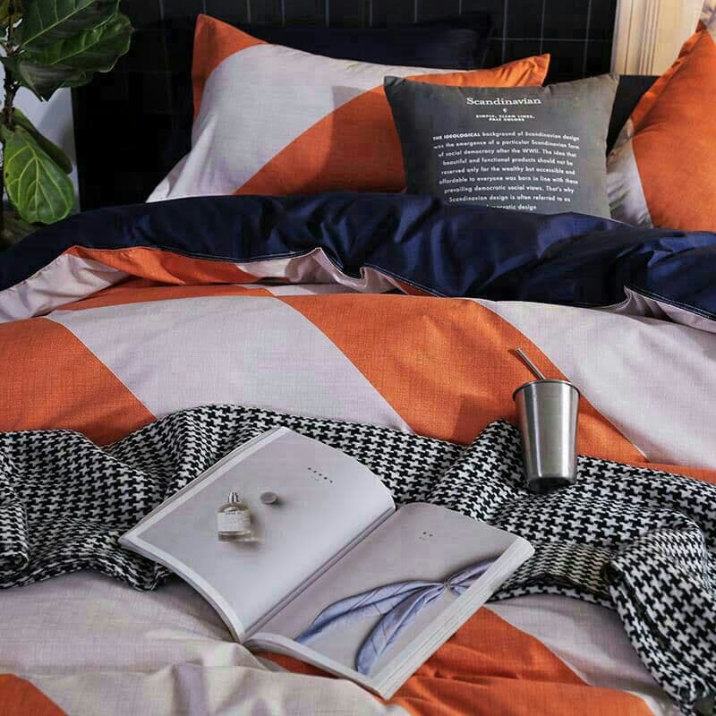 潮の斜め?ゼミダブル布団カバー4点寝具セットシーツ枕カバー付 肌触最高