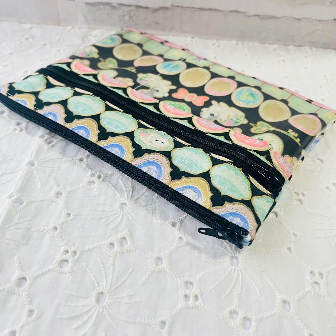 新柄'ユキエモンyukiemon'アイシングクッキー'ダブルファスナー通帳ポーチ