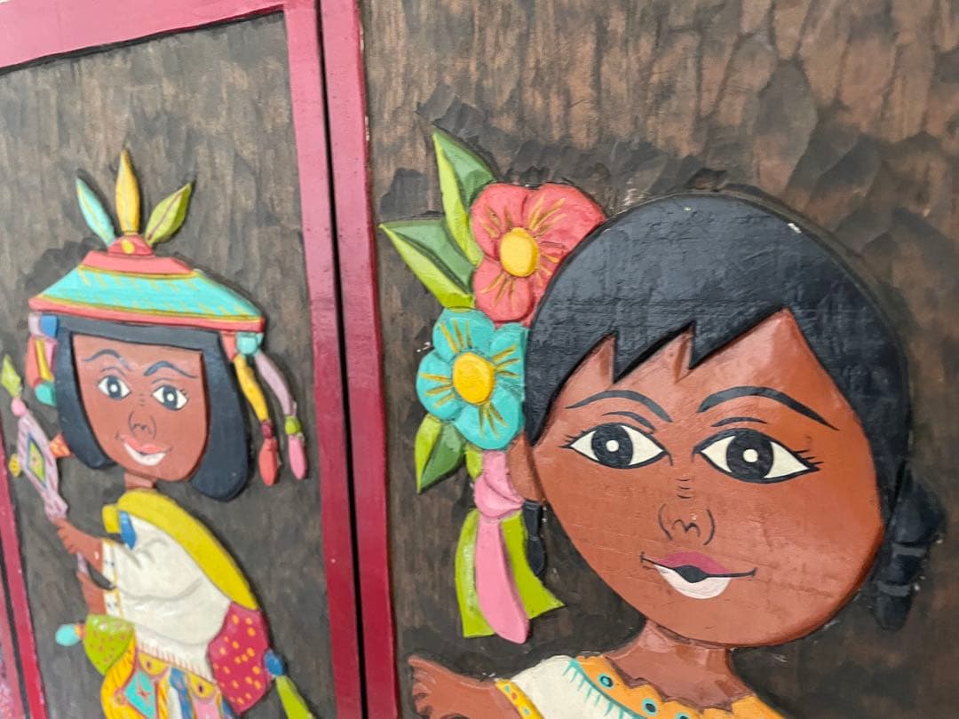 木製 手彫り パーテーション 衝立 海外製 メキシコ ヴィンテージ インテリア