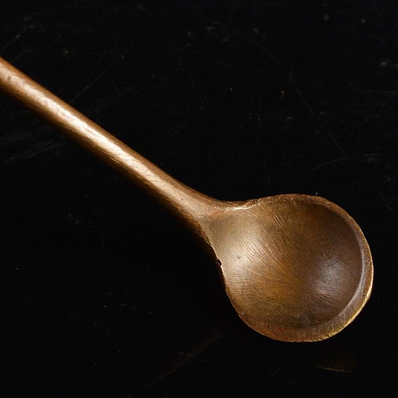 中国　玉石白玉彫刻　木瓜形水孟　筆洗　銅匙付　時代箱付　M　R6047