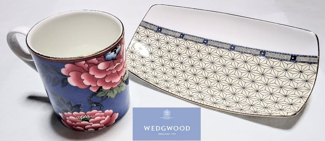 大人気ブランド食器(ウェッジウッドペオニアブラッシュマグ&サムライプレート)格安