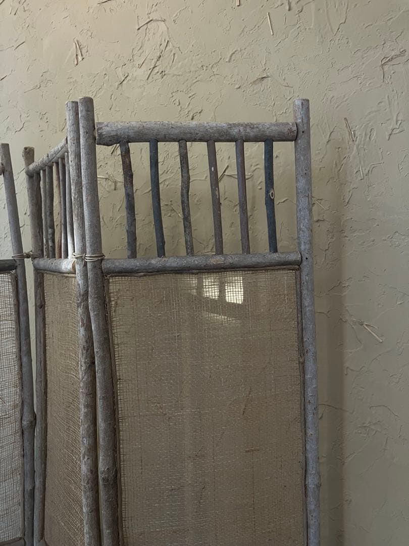 衝立 プリミティブ 自然素材 三つ折り パーテーション 3パネル ついたて