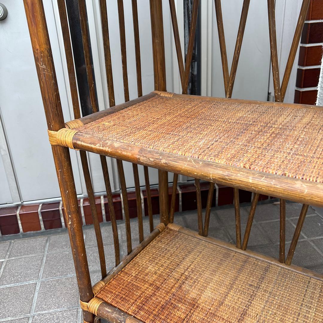 ラタン製アーチ型3段シェルフ