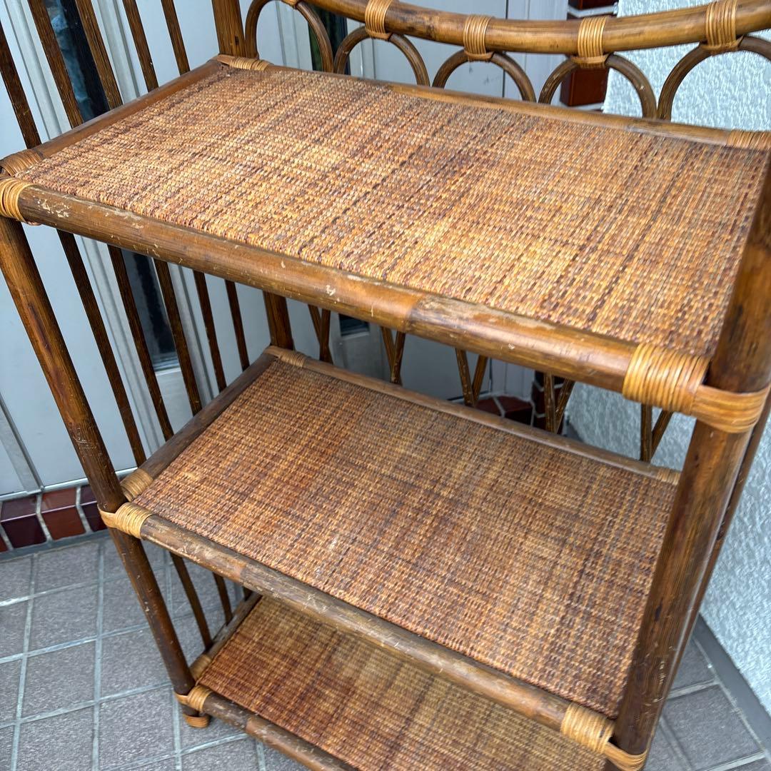 ラタン製アーチ型3段シェルフ