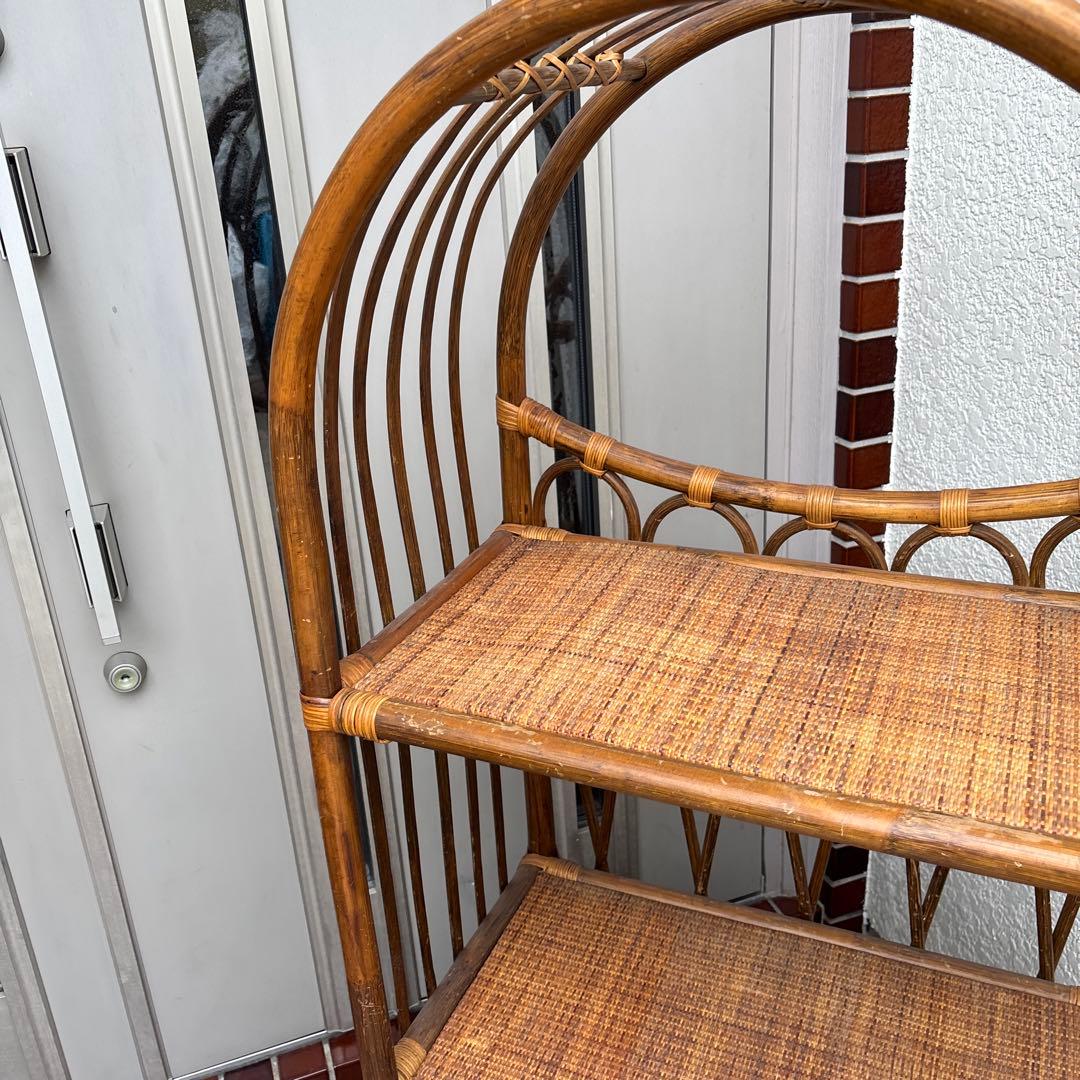 ラタン製アーチ型3段シェルフ