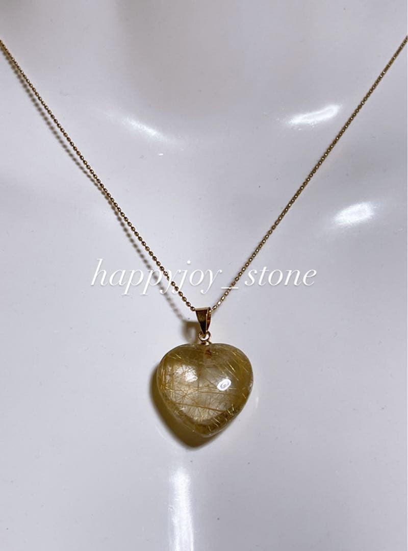 針で幸運をキャッチ✨☆ゴールドルチルクォーツ☆ハートペンダントトップ