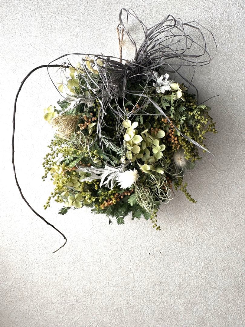 スワッグ ドライフラワーリース　インテリア　ディスプレイ　アート　ミモザ