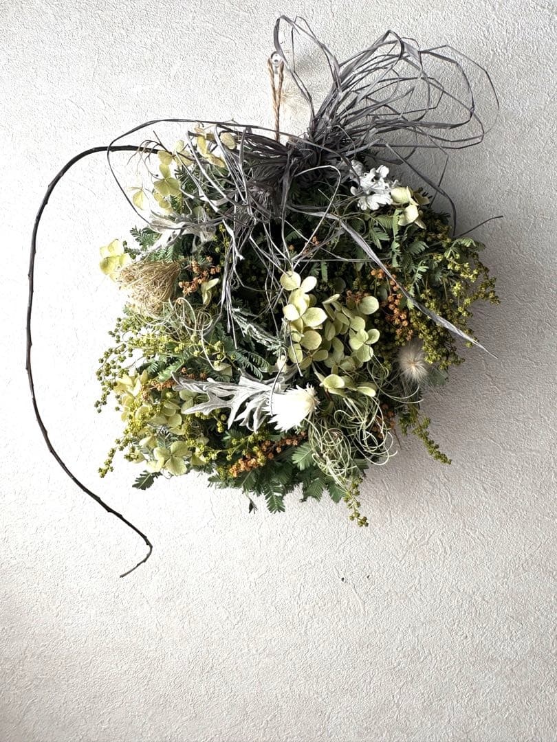 スワッグ ドライフラワーリース　インテリア　ディスプレイ　アート　ミモザ